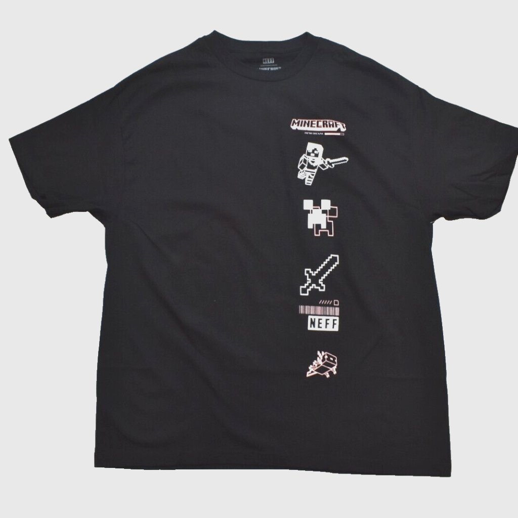 Neff X Minecraft Mens Minecraft Nether Black Tee Shirt New Xl